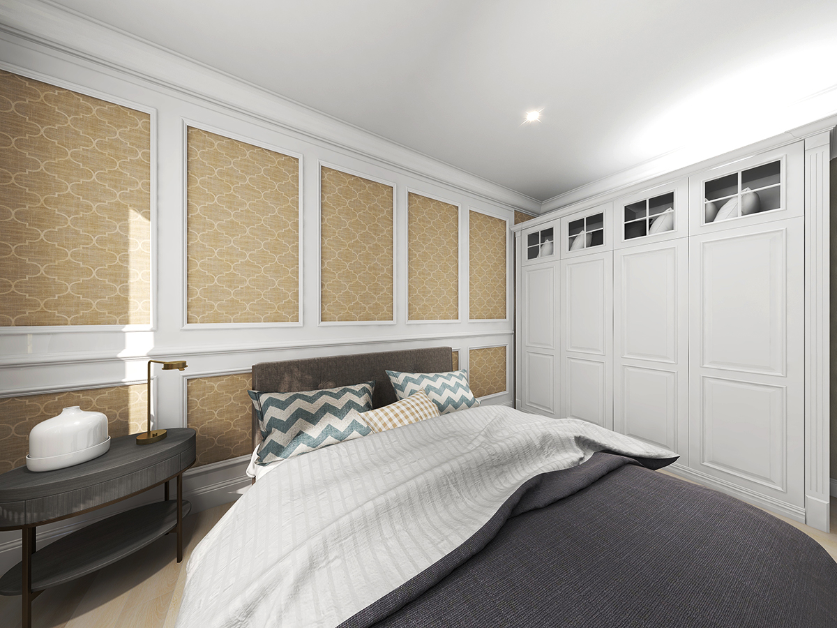 ニュートラルカラーで落ち着きと洗練のベッドルーム バーチャルホームステージング 360 パノラマ動画撮影 Staging Labo